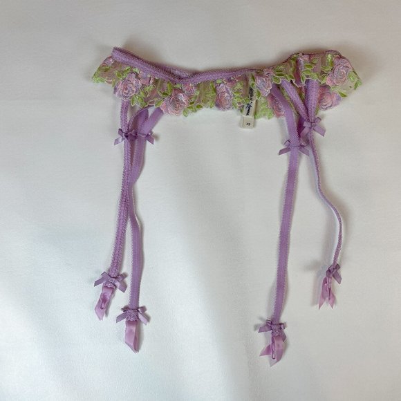NWOT For Love and Lemons Garter XS Purple Floral Embroidered - Picture 1 of 7
